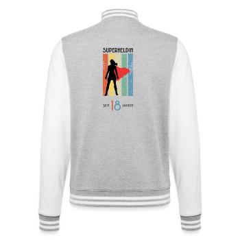 18 Geburtstag Mädchen Superheldin Geschenk Vintage - College-Sweatjacke - Grau meliert/Weiß - Hinten - Marisol (170cm)