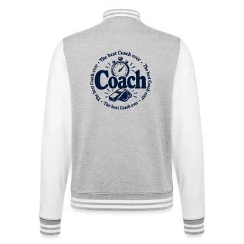 Coach - Trainer - Training - Sport - Gym - Sportle - College-Sweatjacke - Grau meliert/Weiß - Hinten - Marisol (170cm)