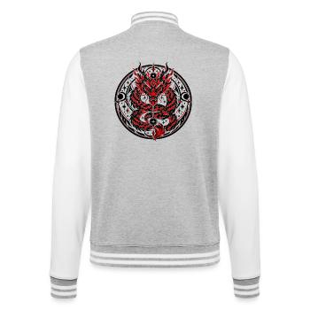 Himmlisches chinesisches Drachenemblem - College-Sweatjacke - Grau meliert/Weiß - Hinten - Marisol (170cm)