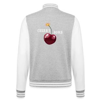 Cherry Bomb - Kirsche mit brennender Lunte - College-Sweatjacke - Grau meliert/Weiß - Hinten - Marisol (170cm)