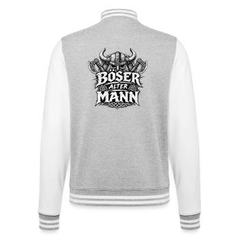 Böser alter Mann – Wikinger mit Äxten - College-Sweatjacke - Grau meliert/Weiß - Hinten - Marisol (170cm)