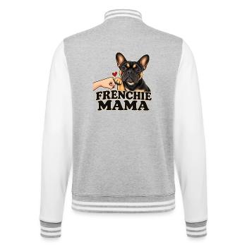 FRENCHIE MAMA – Französische Bulldogge - College-Sweatjacke - Grau meliert/Weiß - Hinten - Marisol (170cm)