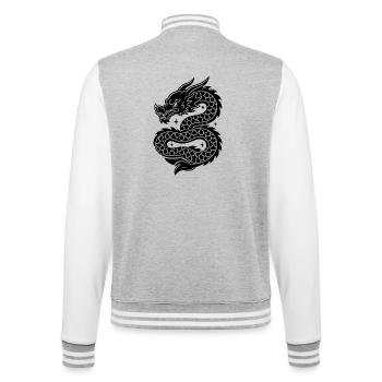 Linienzeichnung des himmlischen chinesischen Drachens - College-Sweatjacke - Grau meliert/Weiß - Hinten - Marisol (170cm)