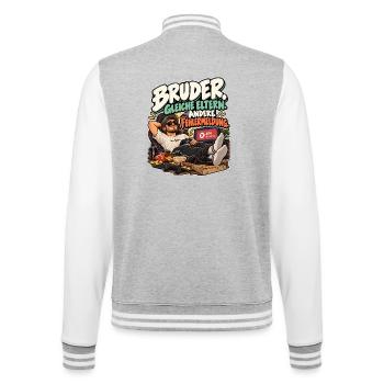 Bruder 404 Fehlermeldung - College-Sweatjacke - Grau meliert/Weiß - Hinten - Marisol (170cm)