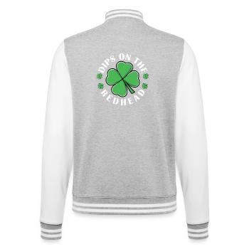 Lustige St. Patricks Irish Dibs Auf Kleeblatt - College-Sweatjacke - Grau meliert/Weiß - Hinten - Marisol (170cm)