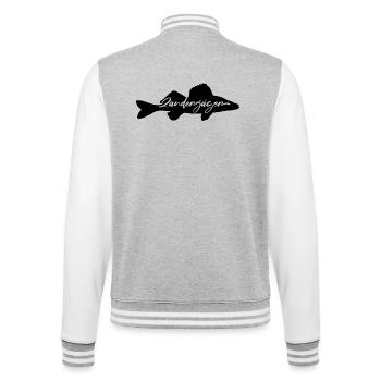 Zanderjäger - College-Sweatjacke - Grau meliert/Weiß - Hinten - Marisol (170cm)