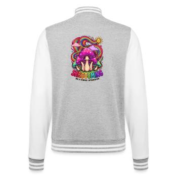 Psychedelische Pilze Neonfarben Pop Art - College-Sweatjacke - Grau meliert/Weiß - Hinten - Marisol (170cm)