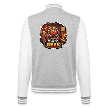 ICH BIN EIN NERD – Tavernenzwerg - College-Sweatjacke - Grau meliert/Weiß - Hinten - Marisol (170cm)