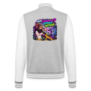 Mein Lieblingssport? Controller-Weitwurf! - College-Sweatjacke - Grau meliert/Weiß - Hinten - Marisol (170cm)