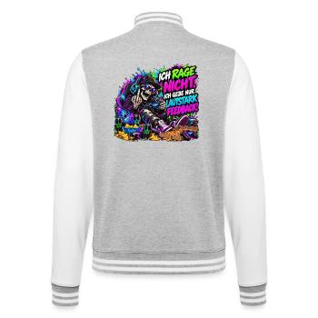 Ich rage nicht – Gaming Skelett Meme - College-Sweatjacke - Grau meliert/Weiß - Hinten - Marisol (170cm)
