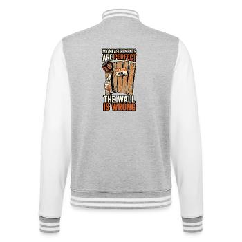 Perfekte Maße, Wand ist falsch - College-Sweatjacke - Grau meliert/Weiß - Hinten - Marisol (170cm)