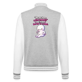 Flat Stomach? Funny Body Positivity Meme - College-Sweatjacke - Grau meliert/Weiß - Hinten - Marisol (170cm)