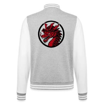 Samurai-Drache – Traditioneller japanischer Krieger - College-Sweatjacke - Grau meliert/Weiß - Hinten - Marisol (170cm)