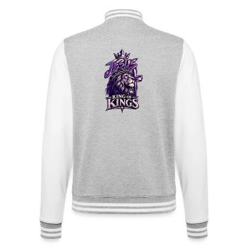 Jesus, Löwenkönig der Könige - College-Sweatjacke - Grau meliert/Weiß - Hinten - Marisol (170cm)