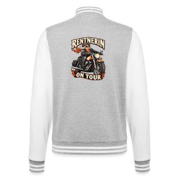 Rentnerin on Tour – Lustiges Motorrad Bikerin  - College-Sweatjacke - Grau meliert/Weiß - Hinten - Marisol (170cm)
