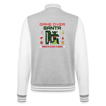 Game Over Santa Pixel Monster Claus - College-Sweatjacke - Grau meliert/Weiß - Hinten - Marisol (170cm)