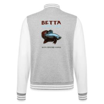 Betta, fighting Fishes - College-Sweatjacke - Grau meliert/Weiß - Hinten - Marisol (170cm)