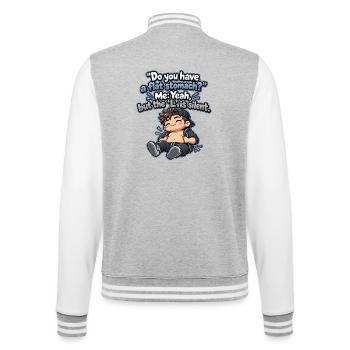 b43c3cd7-12d7-4450-922c-4cddfe5831e1 - College-Sweatjacke - Grau meliert/Weiß - Hinten - Marisol (170cm)