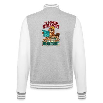  Bauleiter It Looked Straight on the Blueprint - College-Sweatjacke - Grau meliert/Weiß - Hinten - Marisol (170cm)