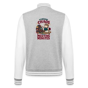 Turning Chaos Into Meeting Minutes Im Büro - College-Sweatjacke - Grau meliert/Weiß - Hinten - Marisol (170cm)