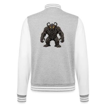 Epischer Rostketten-Monsterdämon - College-Sweatjacke - Grau meliert/Weiß - Hinten - Marisol (170cm)