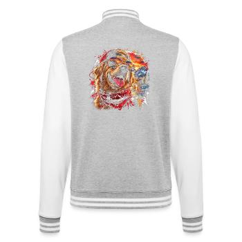 Cooler Golden Retriever mit Sonnenbrille - College-Sweatjacke - Grau meliert/Weiß - Hinten - Marisol (170cm)