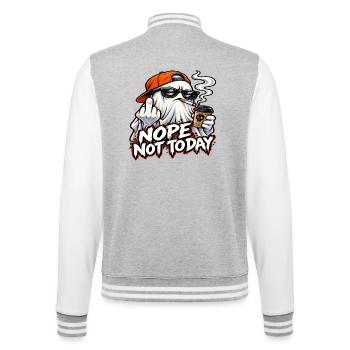 HEUTE NICHT – EIN REBELLISCHER GEIST - College-Sweatjacke - Grau meliert/Weiß - Hinten - Marisol (170cm)