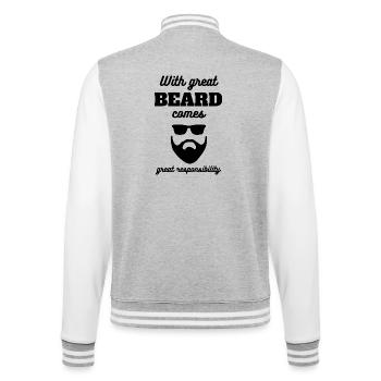 Bartverantwortung Lustiges Papa-Geschenk - College-Sweatjacke - Grau meliert/Weiß - Hinten - Marisol (170cm)