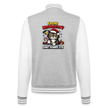 Frohe Weihnachten Ganz Dünnes Eis Weihnachtsoutfit - College-Sweatjacke - Grau meliert/Weiß - Hinten - Marisol (170cm)