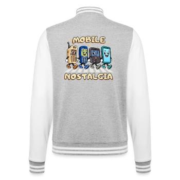 Mobile Nostalgia: Retro-Handy-Parade - College-Sweatjacke - Grau meliert/Weiß - Hinten - Marisol (170cm)