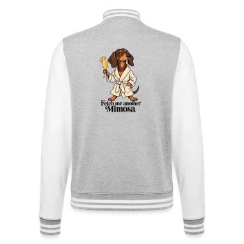 Dachshund Spa Day - College-Sweatjacke - Grau meliert/Weiß - Hinten - Marisol (170cm)