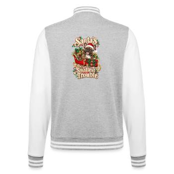  Santas Smallest Trouble Französische Bulldogge - College-Sweatjacke - Grau meliert/Weiß - Hinten - Marisol (170cm)