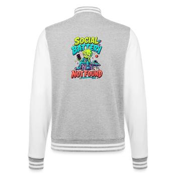  Social Battery Not Found Außerirdischer - College-Sweatjacke - Grau meliert/Weiß - Hinten - Marisol (170cm)