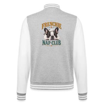  Frenchie Nap Club Französische Bulldogge Beim - College-Sweatjacke - Grau meliert/Weiß - Hinten - Marisol (170cm)