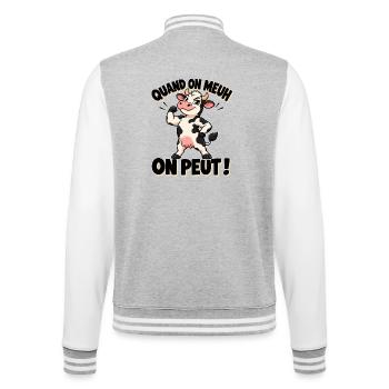 Cartoon Cow: Wenn du muhst, kannst du es - College-Sweatjacke - Grau meliert/Weiß - Hinten - Marisol (170cm)