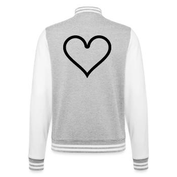 Herz Umriss - schlicht - College-Sweatjacke - Grau meliert/Weiß - Hinten - Marisol (170cm)