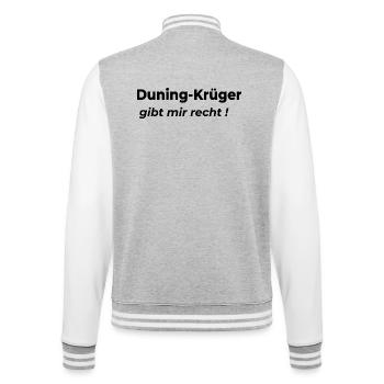 Dunning-Kruger - College-Sweatjacke - Grau meliert/Weiß - Hinten - Marisol (170cm)