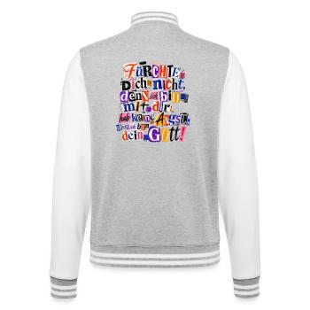Jahreslosung 2027 Fürchte dich nicht Jesaja 41,10 - College-Sweatjacke - Grau meliert/Weiß - Hinten - Marisol (170cm)