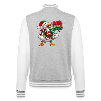 Schreiende Gans – Weihnachtshumor - College-Sweatjacke - Grau meliert/Weiß - Hinten - Marisol (170cm)