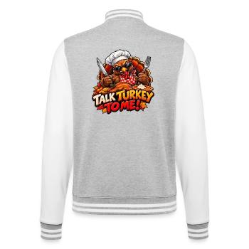 Wütender Truthahn – Der König des Thanksgiving - College-Sweatjacke - Grau meliert/Weiß - Hinten - Marisol (170cm)