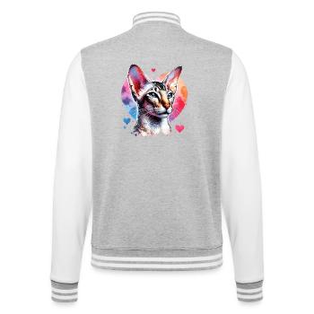 Orientalisch Kurzhaar - College-Sweatjacke - Grau meliert/Weiß - Hinten - Marisol (170cm)