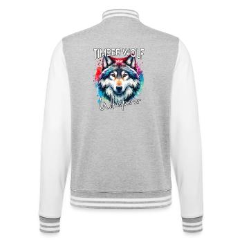 Grauwolf Flüsterer - College-Sweatjacke - Grau meliert/Weiß - Hinten - Marisol (170cm)