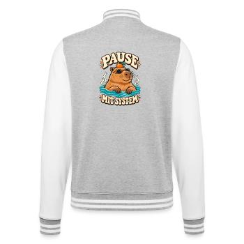 Pause mit System Capybara - College-Sweatjacke - Grau meliert/Weiß - Hinten - Marisol (170cm)