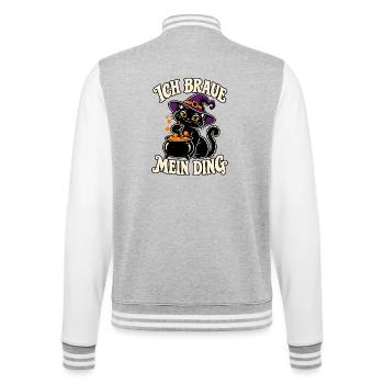 Ich braue mein Ding Katze - College-Sweatjacke - Grau meliert/Weiß - Hinten - Marisol (170cm)