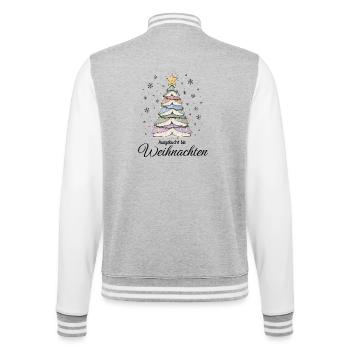 Bücher Weihnachtsbaum Ausgebucht bis Weihnachten - College-Sweatjacke - Grau meliert/Weiß - Hinten - Marisol (170cm)