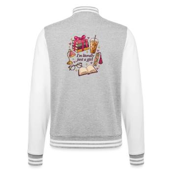 Literally Just A Girl Books Coffee - College-Sweatjacke - Grau meliert/Weiß - Hinten - Marisol (170cm)