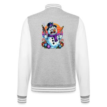 Christmas Schneemann grillt Karotten und schmilzt - College-Sweatjacke - Grau meliert/Weiß - Hinten - Marisol (170cm)
