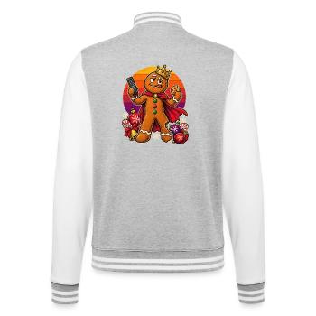 Christmas Lebkuchenmann Couch-Dad Superheld - College-Sweatjacke - Grau meliert/Weiß - Hinten - Marisol (170cm)