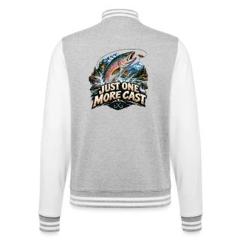 Zitate für Angler - College-Sweatjacke - Grau meliert/Weiß - Hinten - Marisol (170cm)