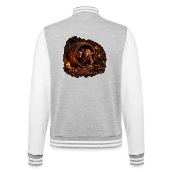 O.Nigg – Kobold im Fass - College-Sweatjacke - Grau meliert/Weiß - Hinten - Marisol (170cm)